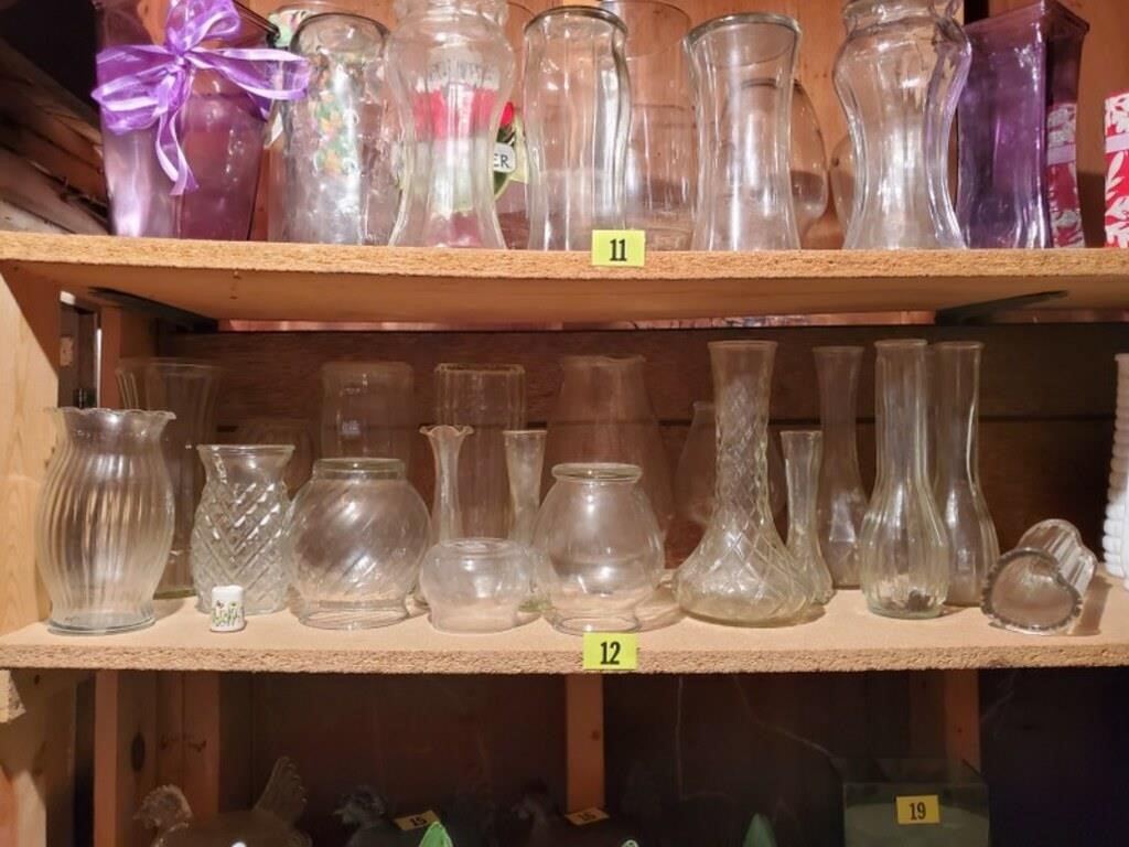 Shelf of floral vases