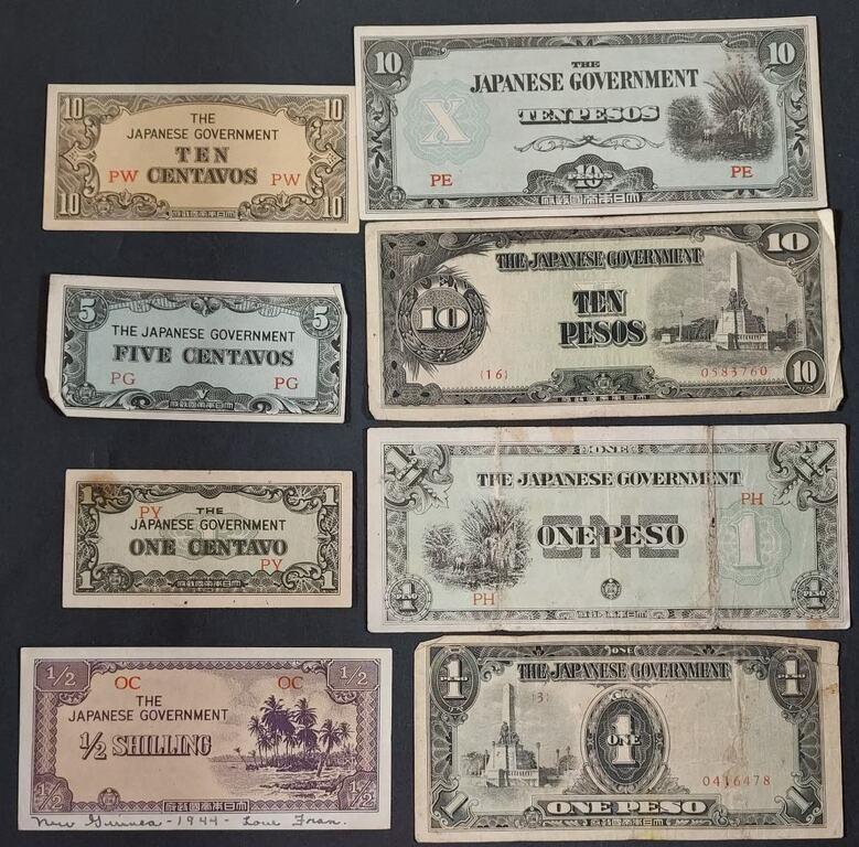 8 pieces  WWII  Japanese Invasion Currency