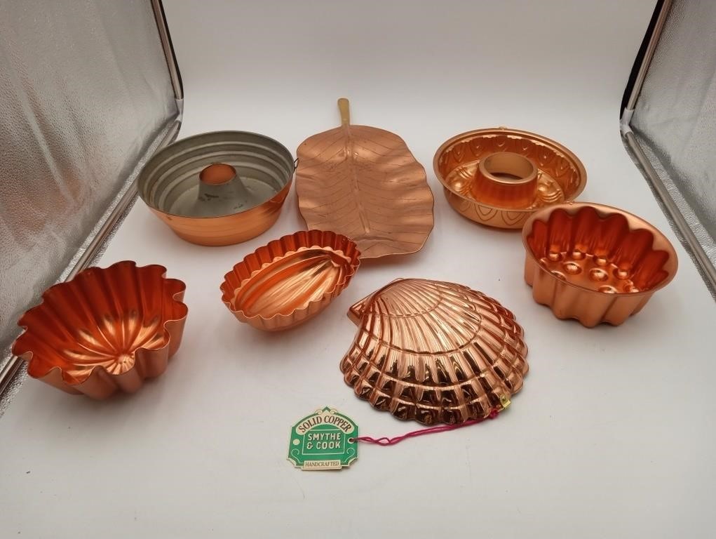 Copper Mould Pudding & Leaf Dish Lot