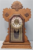 E. Ingraham Co. Oak Kitchen Shelf Clock Antique