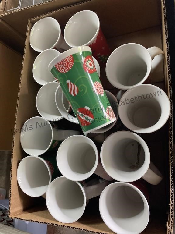 3 boxes large coffee, mugs, decorative Christmas,