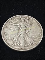 1936 Silver Walking Half Dollar VF