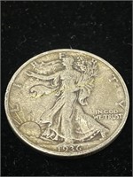 1936 Silver Walking Half Dollar F