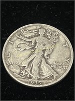 1935 Silver Walking Half Dollar F