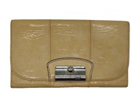 Coach Tan Shiny Leather Tri-Fold Wallet