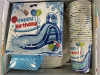 pool party birthday plate cup napkin & cutlery set