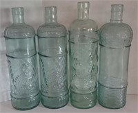 Decorative Embossed Glass Decanters (11" Tall)