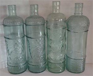 Decorative Embossed Glass Decanters (11" Tall)