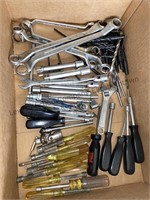 Mixed tool box drillbits, socket wrenches and