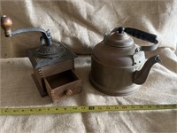 Vintage Copper Kettle & Hand Coffee Grinder