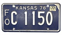 1976 Kansas License Plate