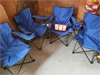 4 folding blue chairs