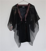 Sheer Kimono Shawl w/ Silk Pants