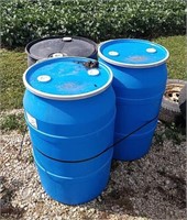 (3) 55 Gallon Plastic Barrels