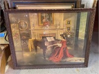 Framed M. Ditlef "Sonata Lady in Red"