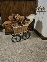 VintageWicker Rabbit Basket Cart 
25x8x16