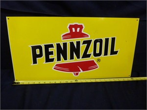 VINTAGE PENNZOIL SIGN - METAL - DOUBLE SIDED