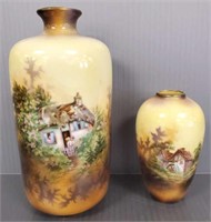 2 R.S. Prussia scenic vases