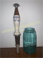 Vintage Busch Texas faux leather beer tap handle
