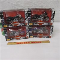 4 Harley- Davidson 1/18 scale motorcycles