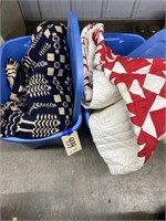 2 Sterlite 10 Gal Totes w/Contents Blankets +