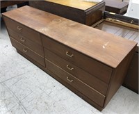 Mid century dresser with 6 drawers measuring 71”