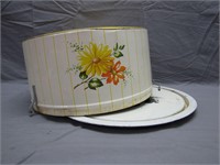 Antique Yellow Floral Pie Safe Tin Carrier