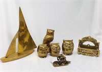(8) Brass - Owls, Boat, Cannon, Business Card