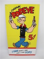 DRINK POPEYE 5 CENT EMBOSSED SIGN NEW SIGN