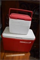 Two Red & White Ice Chests / Coolers