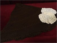 64" Crocheted Table Cloth & 2 10" Doilies