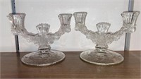 Vintage Set of 2 Glass Candle Holders