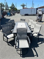 Patio Dining Table w/8 Sling Back Chairs Some Wear