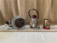 Tin Can, Flashlight/Lantern, Propane Heater