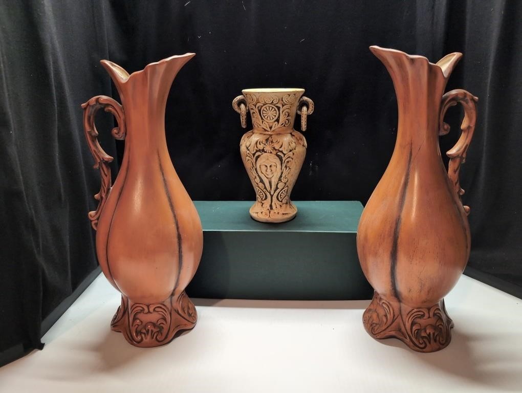 2 Beautiful Ceramic Pitchers signed & Ceramic