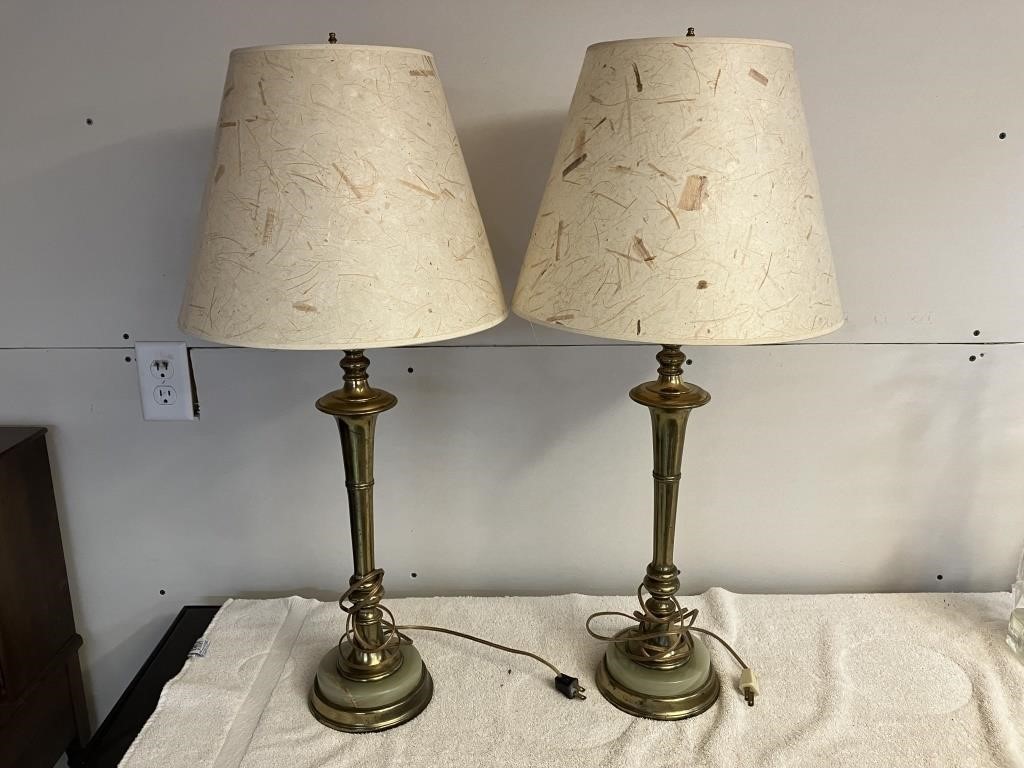 VTG Matching Pair Brass Table Lamps