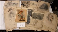 Large Lot of Original Artists Sketches (1913-15)