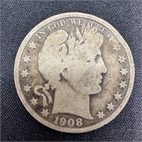 1908 Silver Barber Half Dollar