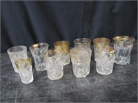 CUT GLASS GLASSES WITH GOLD TRIM