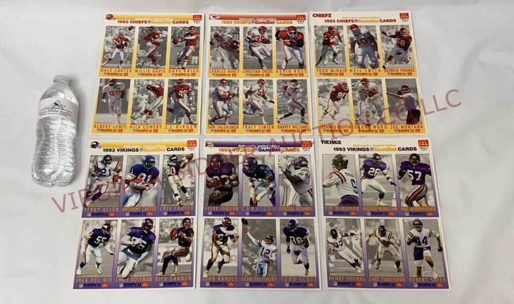 1993 NFL Gameday Cards ~ Vikings & Chiefs