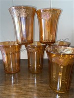 6 Vintage  Glass Carnival Glass Marigold Fruit