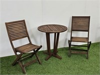 TEAK PATIO TABLE AND CHAIRS