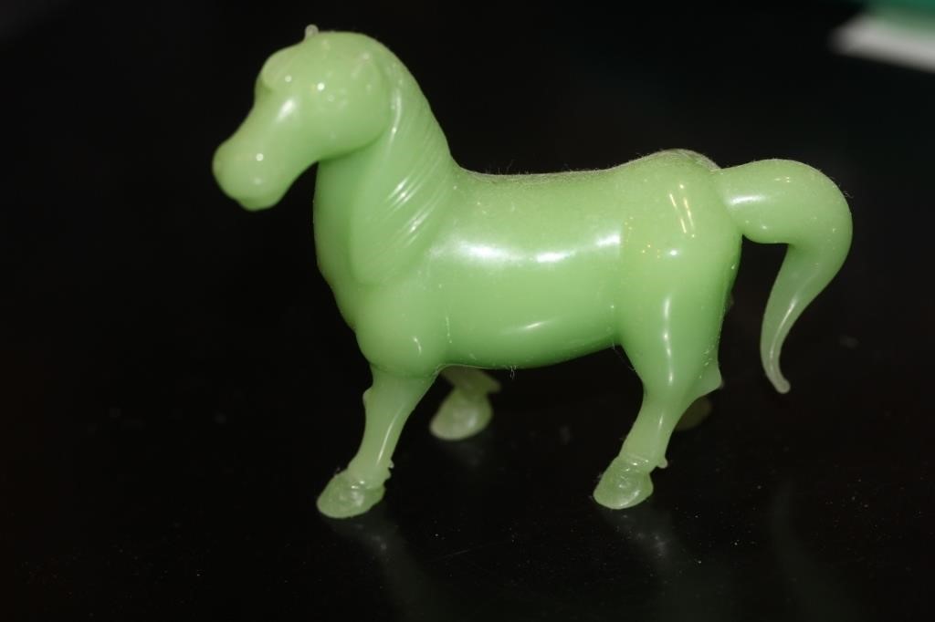 Chinese Vintage Green Glass Horse
