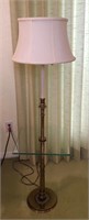 Stiffel Brass Floor Lamp with Glass Shelf