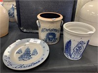 Lot of 3: Blue Decorated Pottery.