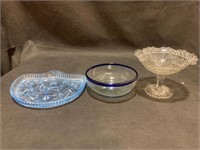 Glassware Lot: Compression Glass, Bowl, Golden Age