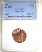 1999 Error Cent NNC MS65 RD Double Strike