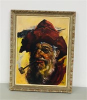 picture of old man in red hat