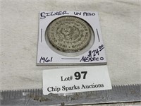 Silver 1962 Un Peso Large Mexico Coin