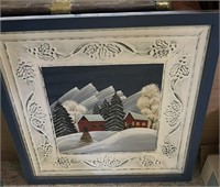 Vintage Farm in the Winter Framed Art